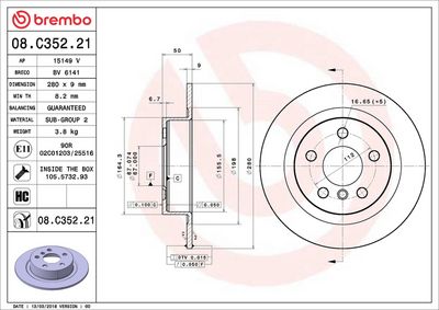 Тормозной диск BREMBO 08.C352.21