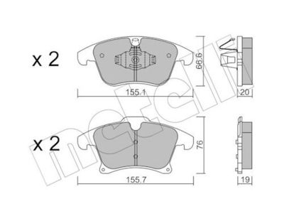 Комплект тормозных колодок, дисковый тормоз METELLI 22-1039-1