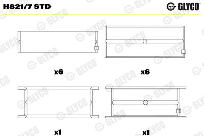 Kloķvārpstas gultnis GLYCO H821/7 STD