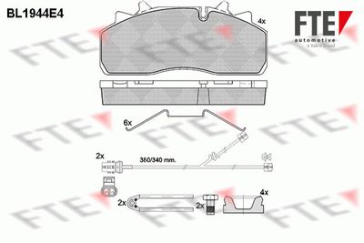 Bremžu uzliku kompl., Disku bremzes FTE 9500061