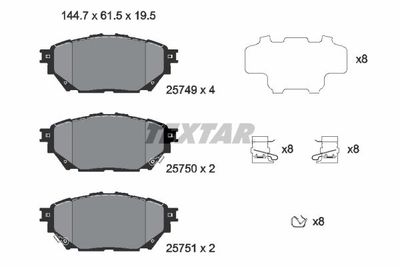 Комплект тормозных колодок, дисковый тормоз TEXTAR 2574901