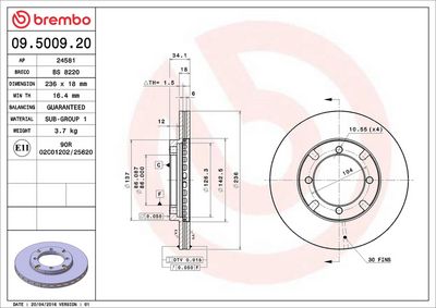 Bremžu diski BREMBO 09.5009.20