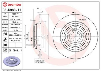 Тормозной диск BREMBO 08.D983.11