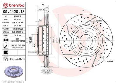 Тормозной диск BREMBO 09.C420.13