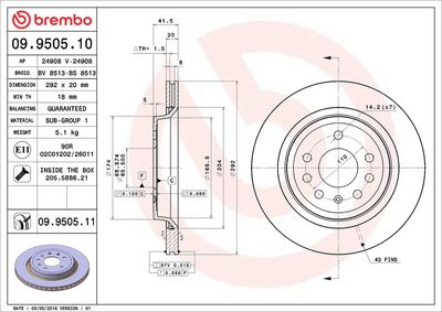 Тормозной диск BREMBO 09.9505.10