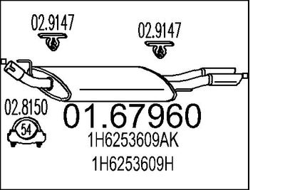 Глушитель выхлопных газов конечный MTS 01.67960