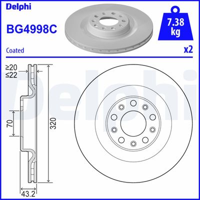 Bremžu diski DELPHI BG4998C