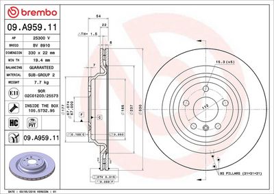 Bremžu diski BREMBO 09.A959.11