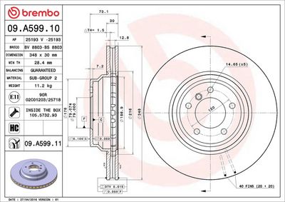 Тормозной диск BREMBO 09.A599.11