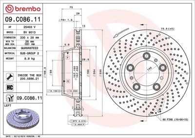 Bremžu diski BREMBO 09.C086.11