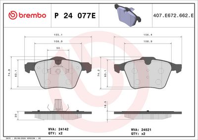 Bremžu uzliku kompl., Disku bremzes BREMBO P 24 077E