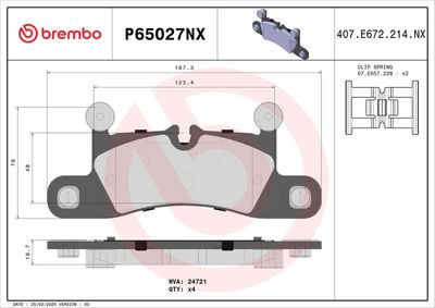 Bremžu uzliku kompl., Disku bremzes BREMBO P 65 027NX