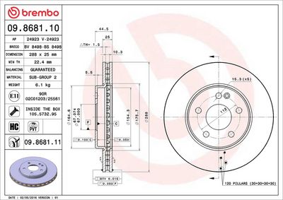 Тормозной диск BREMBO 09.8681.11