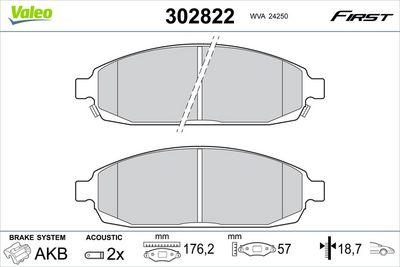 Bremžu uzliku kompl., Disku bremzes VALEO 302822