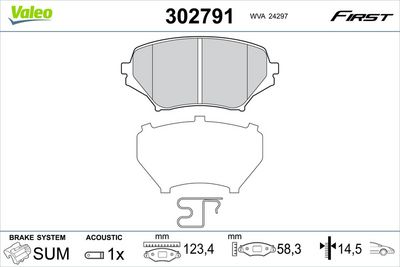 Bremžu uzliku kompl., Disku bremzes VALEO 302791