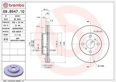 Тормозной диск BREMBO 09.B547.10