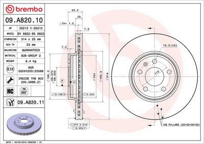 Тормозной диск BREMBO 09.A820.10