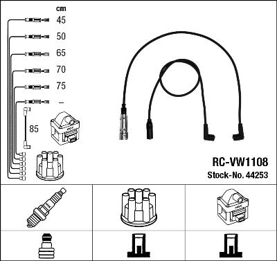 Augstsprieguma vadu komplekts NGK 44253