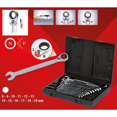 Uzgriežņu atslēgu komplekts ar sprūdmehānismu KS TOOLS 503.4665
