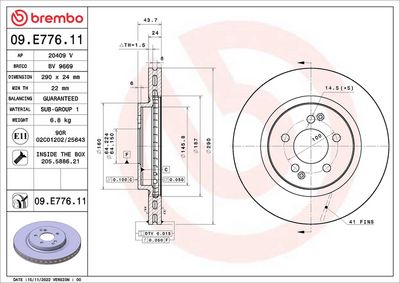 Bremžu diski BREMBO 09.E776.11