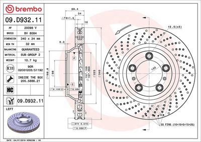 Тормозной диск BREMBO 09.D932.11