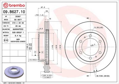 Bremžu diski BREMBO 09.B627.10
