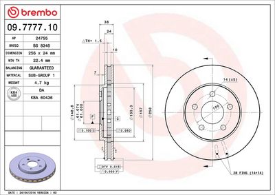 Тормозной диск BREMBO 09.7777.10