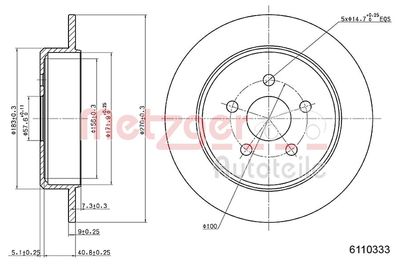 Тормозной диск METZGER 6110333