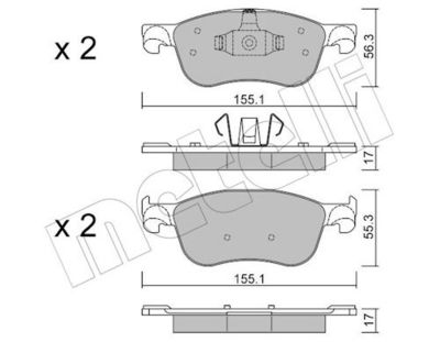 Bremžu uzliku kompl., Disku bremzes METELLI 22-1142-1