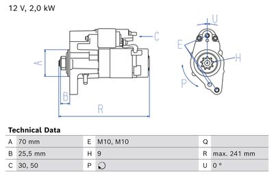 Starteris BOSCH 0 986 026 550