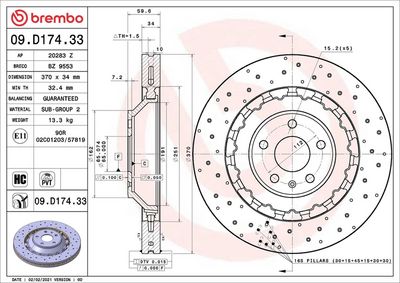 Bremžu diski BREMBO 09.D174.33
