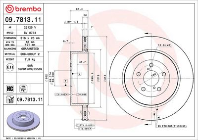 Тормозной диск BREMBO 09.7813.11