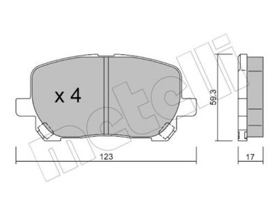 Bremžu uzliku kompl., Disku bremzes METELLI 22-0427-0