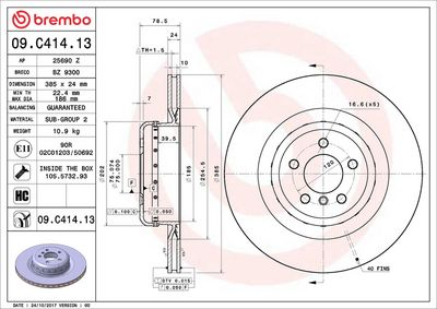 Тормозной диск BREMBO 09.C414.13