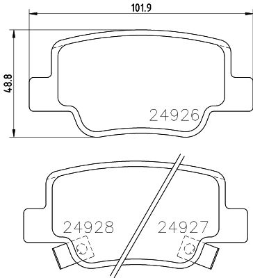 Piduriklotsi komplekt,ketaspidur HELLA PAGID 8DB 355 014-891