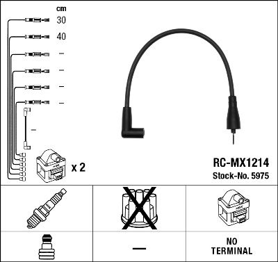 NGK 5975 Augstsprieguma vadu komplekts
