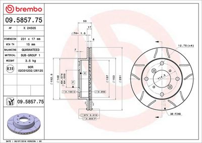 Тормозной диск BREMBO 09.5857.75
