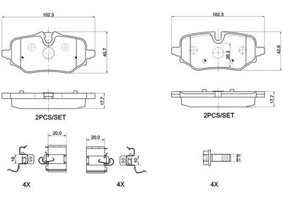 Bremžu uzliku kompl., Disku bremzes BREMBO P 06 122