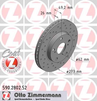 Bremžu diski ZIMMERMANN 590.2802.52