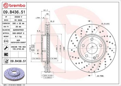Тормозной диск BREMBO 09.B436.51