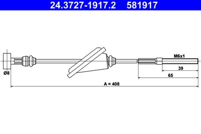 Тросик, cтояночный тормоз ATE 24.3727-1917.2