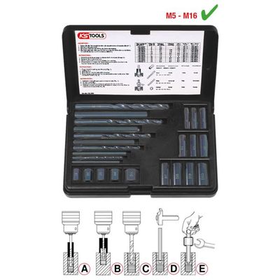 Комплект ручных разверток, шпильки KS TOOLS 150.1305