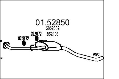 Vidējais izpl. gāzu trokšņa slāpētājs MTS 01.52850