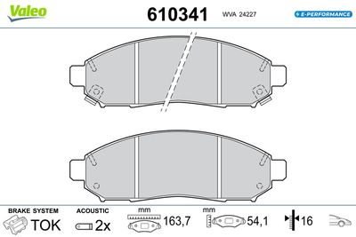 Bremžu uzliku kompl., Disku bremzes VALEO 610341