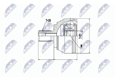 Шарнирный комплект, приводной вал NTY NPZ-VW-037