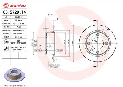 Тормозной диск BREMBO 08.5729.14