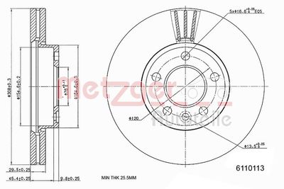 Тормозной диск METZGER 6110113