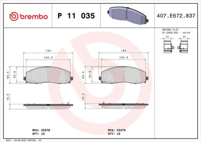 Bremžu uzliku kompl., Disku bremzes BREMBO P 11 035