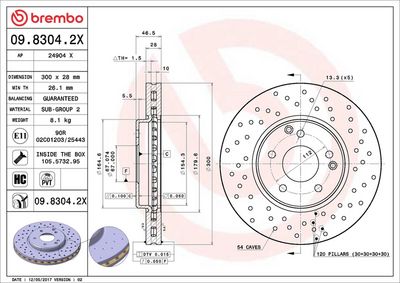Тормозной диск BREMBO 09.8304.2X