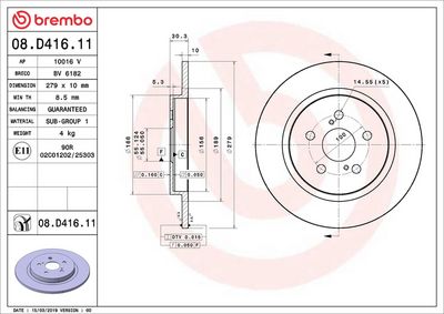 Тормозной диск BREMBO 08.D416.11
